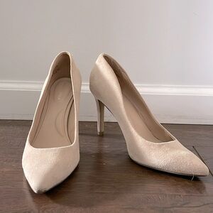 Beige suede pumps